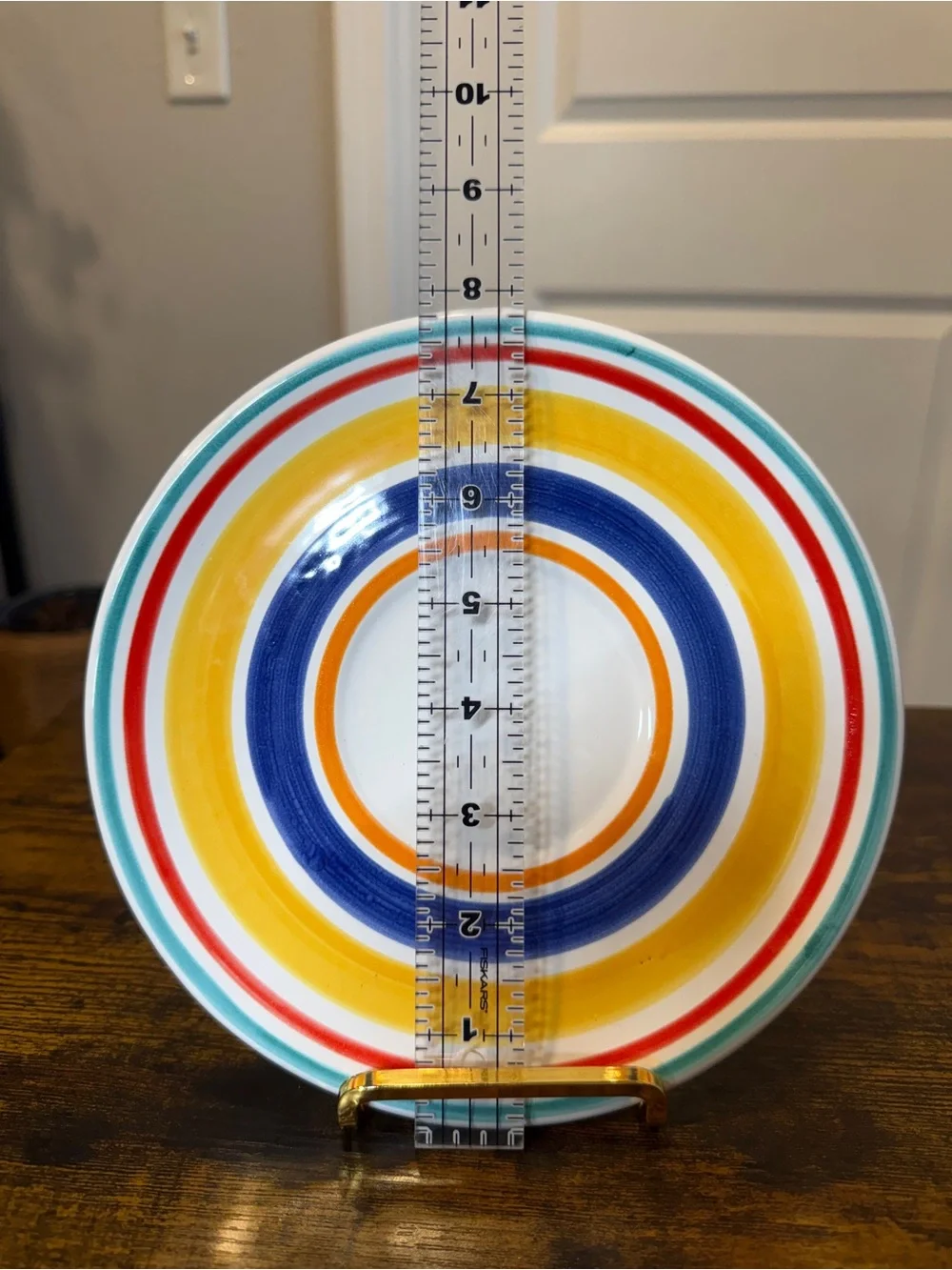 Set of 3 Italian Ceramic Plates – Colorful Floral & Stripe Designs – 8”